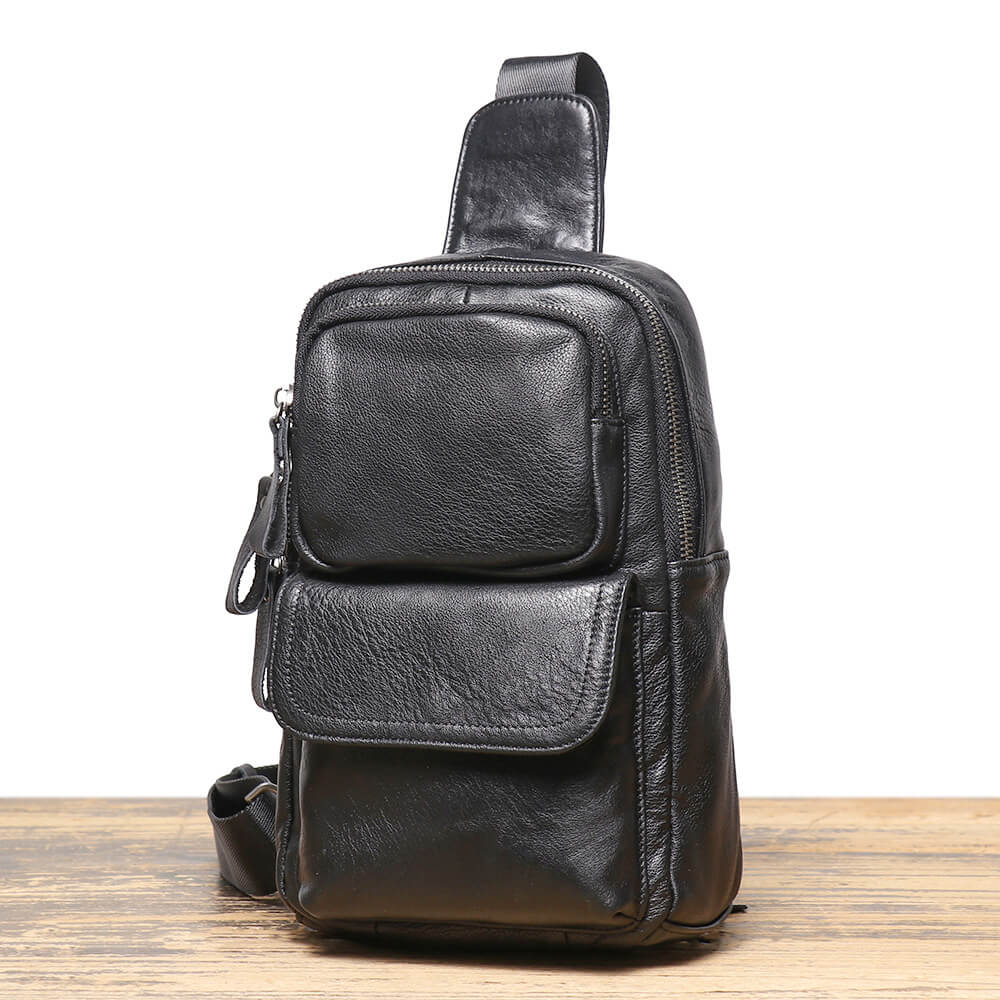 Stylish Men’s Leather Sling Bag – Babylon Leather - Babylon LeatherBabylon LeatherLJ032-Black 2