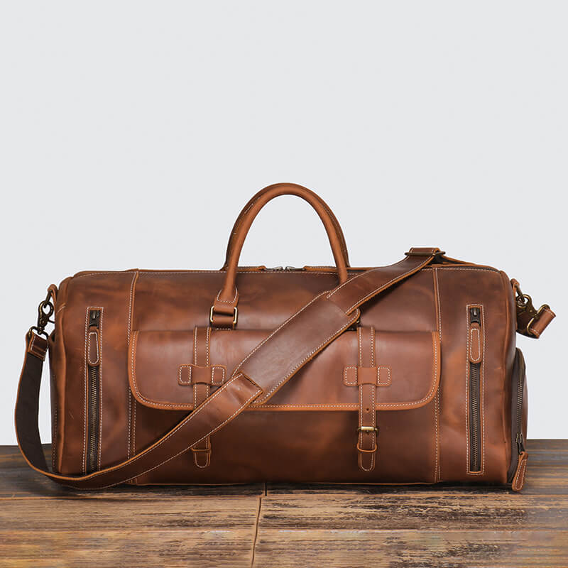 Stylish Top Grain Leather Travel Bag for Men – Babylon Leather - Babylon LeatherBabylon LeatherLJ087 - Brown