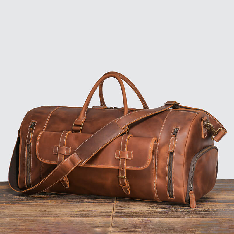 Stylish Top Grain Leather Travel Bag for Men – Babylon Leather - Babylon LeatherBabylon LeatherLJ087 - Brown