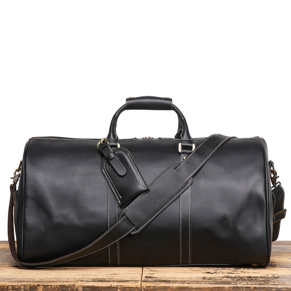 Stylish Top Grain Leather Weekender Bag – Babylon Leather - Babylon LeatherBabylon LeatherLJ011 - Black - 55cm