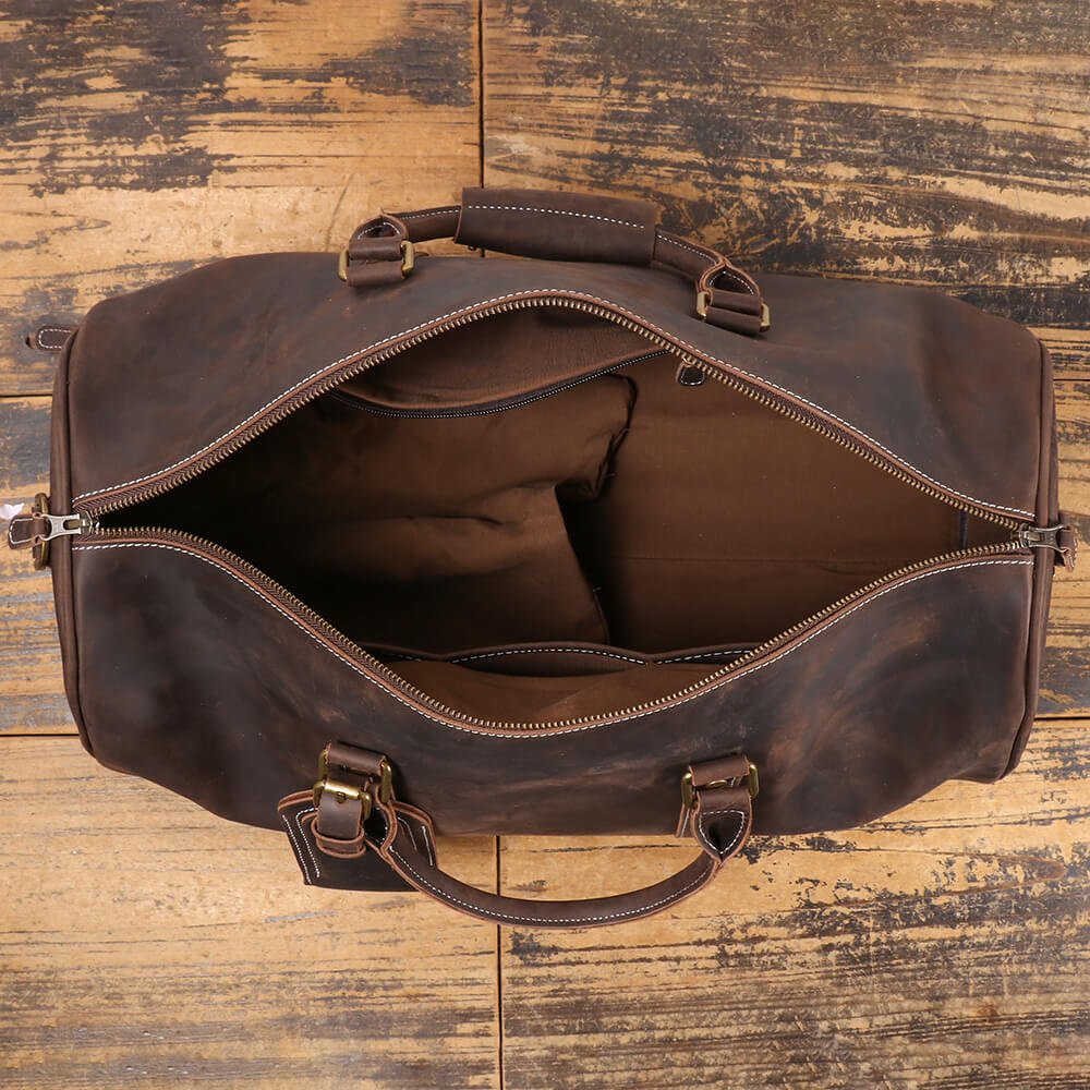 Stylish Top Grain Leather Weekender Bag – Babylon Leather - Babylon LeatherBabylon LeatherLJ011 - Coffee - 50cm