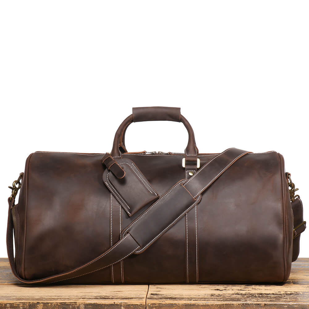 Stylish Top Grain Leather Weekender Bag – Babylon Leather - Babylon LeatherBabylon LeatherLJ011 - Coffee - 55cm