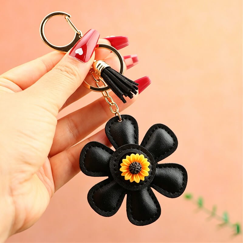 Sunflower PU Leather Bag Charm – Babylon Leather - Babylon LeatherBabylon LeatherLLZ44-Black