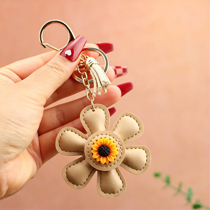 Sunflower PU Leather Bag Charm – Babylon Leather - Babylon LeatherBabylon LeatherLLZ44-Coffee