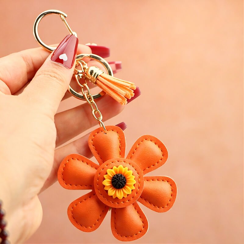 Sunflower PU Leather Bag Charm – Babylon Leather - Babylon LeatherBabylon LeatherLLZ44-Orange