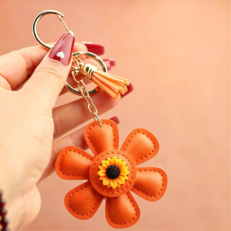 Sunflower PU Leather Bag Charm – Babylon Leather - Babylon LeatherBabylon LeatherLLZ44-Orange