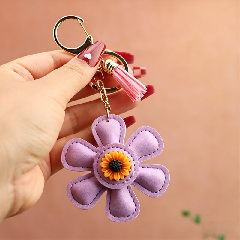 Sunflower PU Leather Bag Charm – Babylon Leather - Babylon LeatherBabylon LeatherLLZ44-Purple