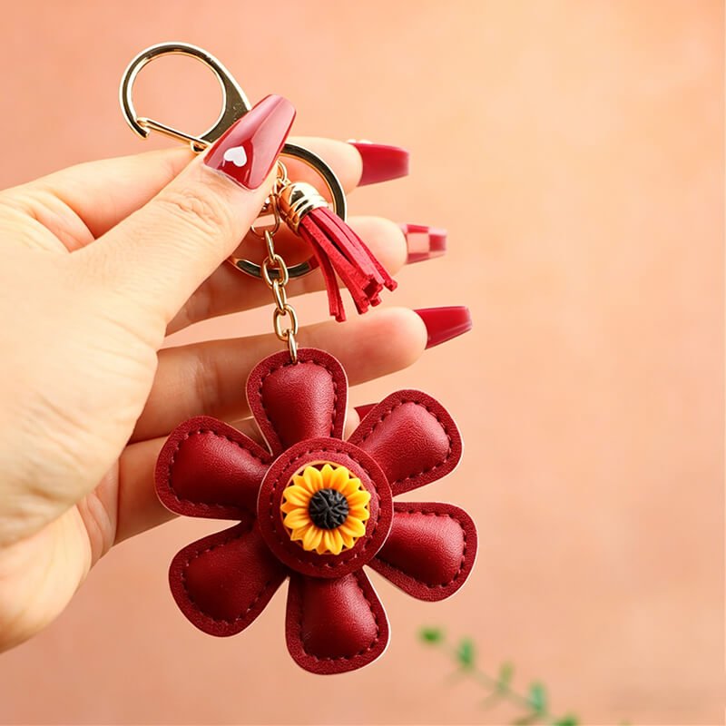 Sunflower PU Leather Bag Charm – Babylon Leather - Babylon LeatherBabylon LeatherLLZ44-Wine Red