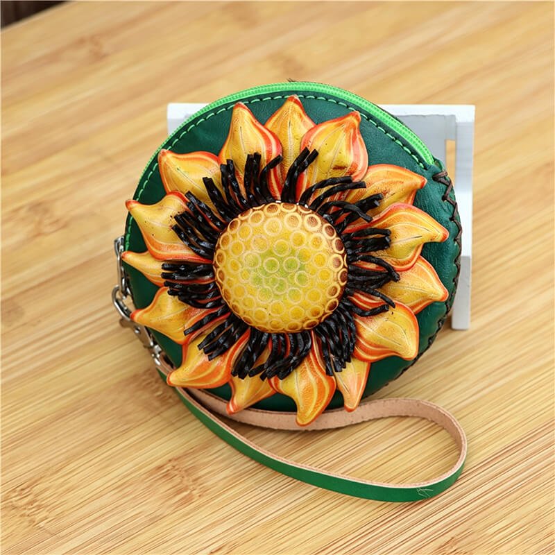 Sunflower - Shaped Leather Coin Purse – Babylon Leather - Babylon LeatherBabylon LeatherLLZ26-Orange