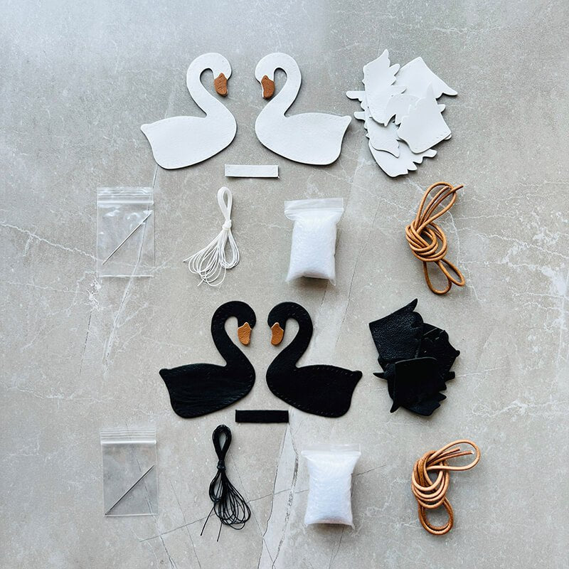 Swan - Shaped Charm DIY Kit – Babylon Leather - Babylon LeatherBabylon LeatherSG12-Black & White Pair