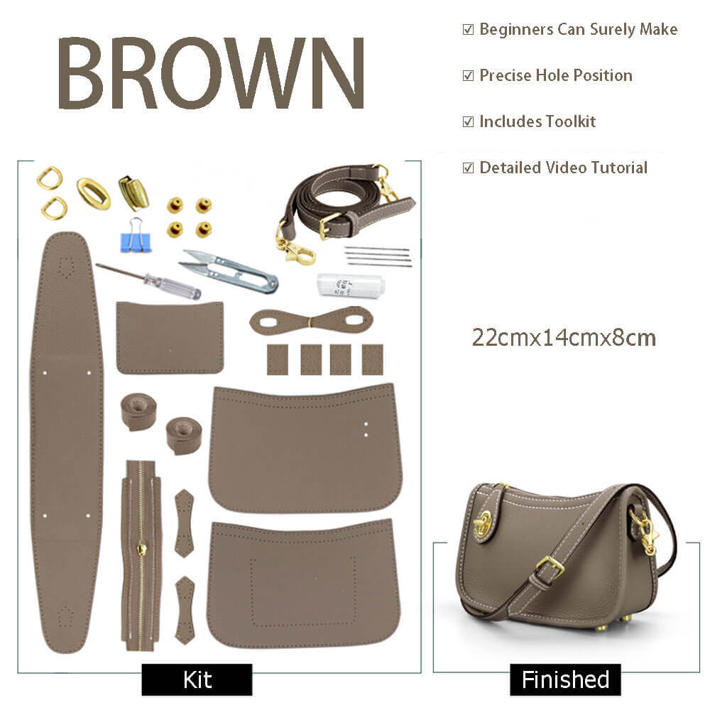 Swinger Bag Leather DIY Kit Babylon Leather - Babylon LeatherBabylon LeatherSY48-Brown-White
