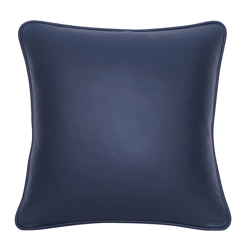 Textured Top Grain Cowhide Leather Lumbar Pillow Cover - Babylon LeatherBabylon LeatherZNP03-Navy Blue-30 × 50 cm-Stitched-Edge Style- Pillowcase Only