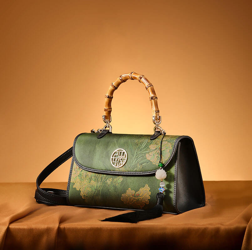 Timeless Root Leather & Silk Handbag – Babylon Leather - Babylon LeatherBabylon LeatherTX008-Green