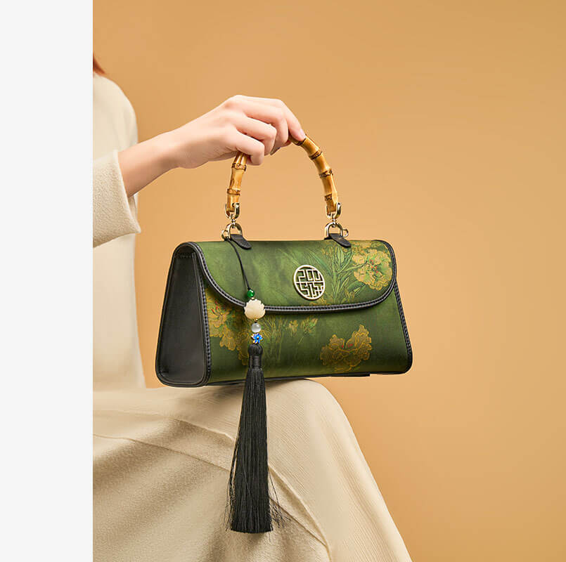 Timeless Root Leather & Silk Handbag – Babylon Leather - Babylon LeatherBabylon LeatherTX008-Green