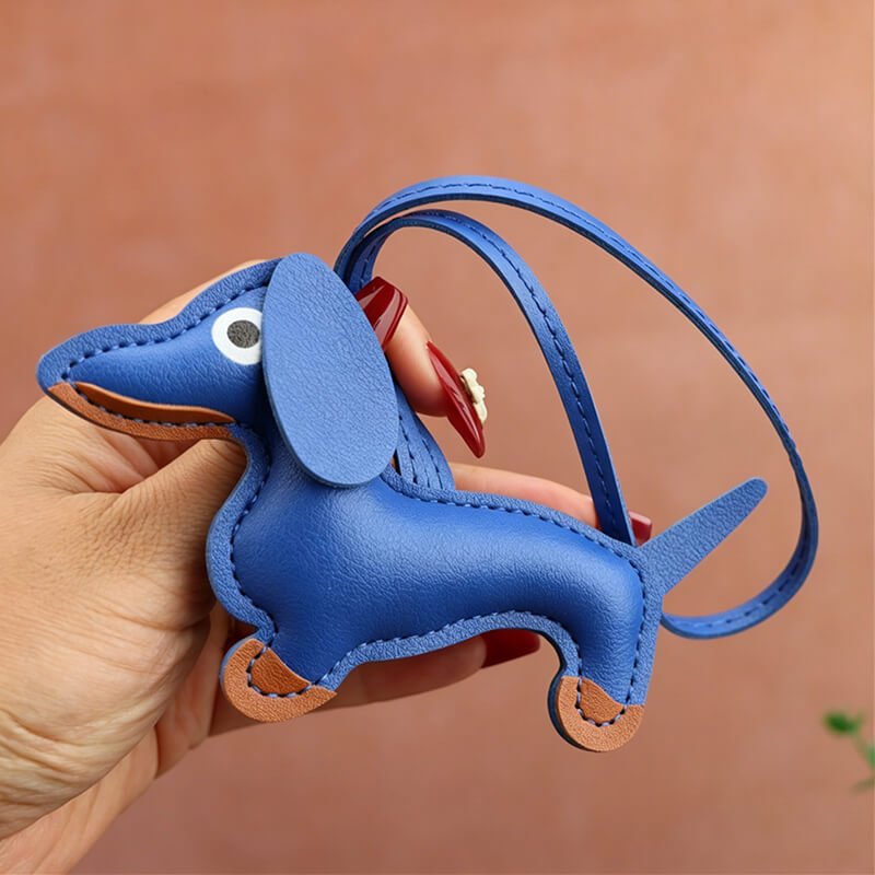 Tiny Dachshund PU Leather Bag Charm – Babylon Leather - Babylon LeatherBabylon LeatherLLZ35-Blue