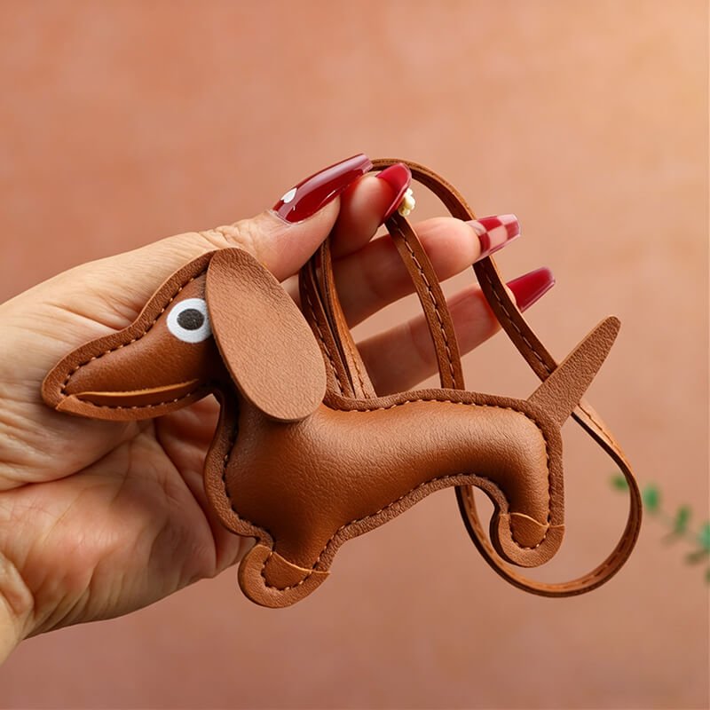 Tiny Dachshund PU Leather Bag Charm – Babylon Leather - Babylon LeatherBabylon LeatherLLZ35-Brown