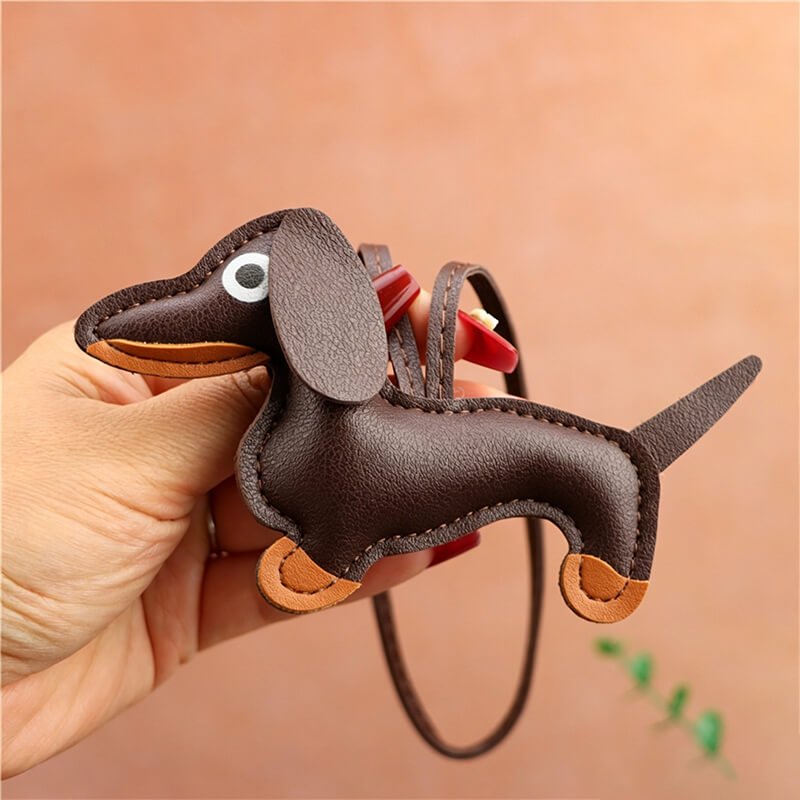 Tiny Dachshund PU Leather Bag Charm – Babylon Leather - Babylon LeatherBabylon LeatherLLZ35-Brown