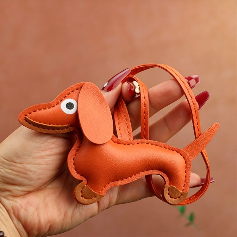 Tiny Dachshund PU Leather Bag Charm – Babylon Leather - Babylon LeatherBabylon LeatherLLZ35-Orange