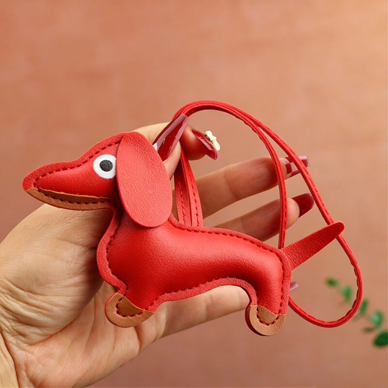 Tiny Dachshund PU Leather Bag Charm – Babylon Leather - Babylon LeatherBabylon LeatherLLZ35-Red