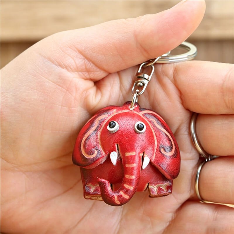 Tiny Elephant Leather Bag Charm – Babylon Leather - Babylon LeatherBabylon LeatherLLZ16-Red