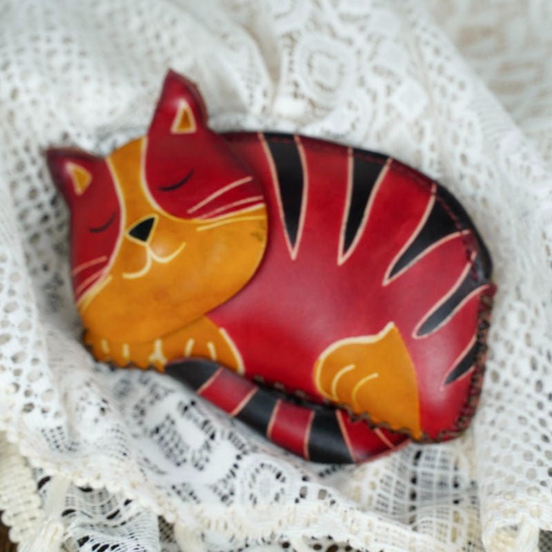 Tiny Kitten Shape Leather Charm – Babylon Leather - Babylon LeatherBabylon LeatherLL73-Red