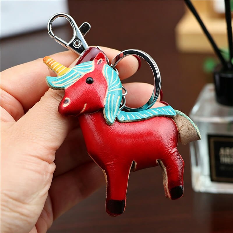 Tiny Unicorn Leather Bag Charm – Babylon Leather - Babylon LeatherBabylon LeatherLLZ97-Red