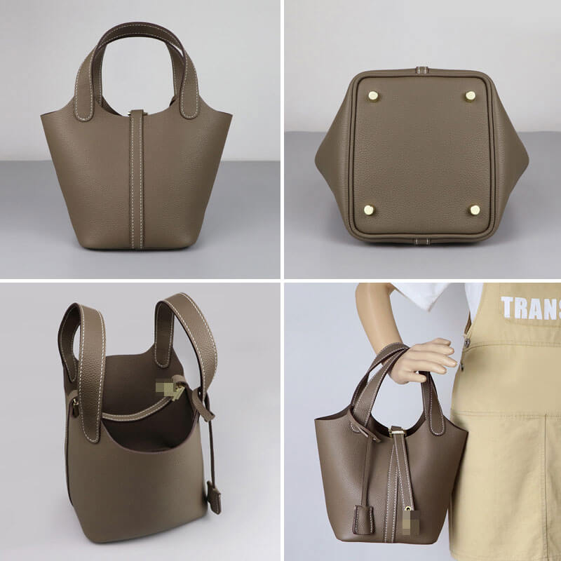 Togo Leather Picotin Bag DIY Kit – Babylon Leather - Babylon LeatherBabylon LeatherSY40 - Brown - Lined & Large - Gold & White