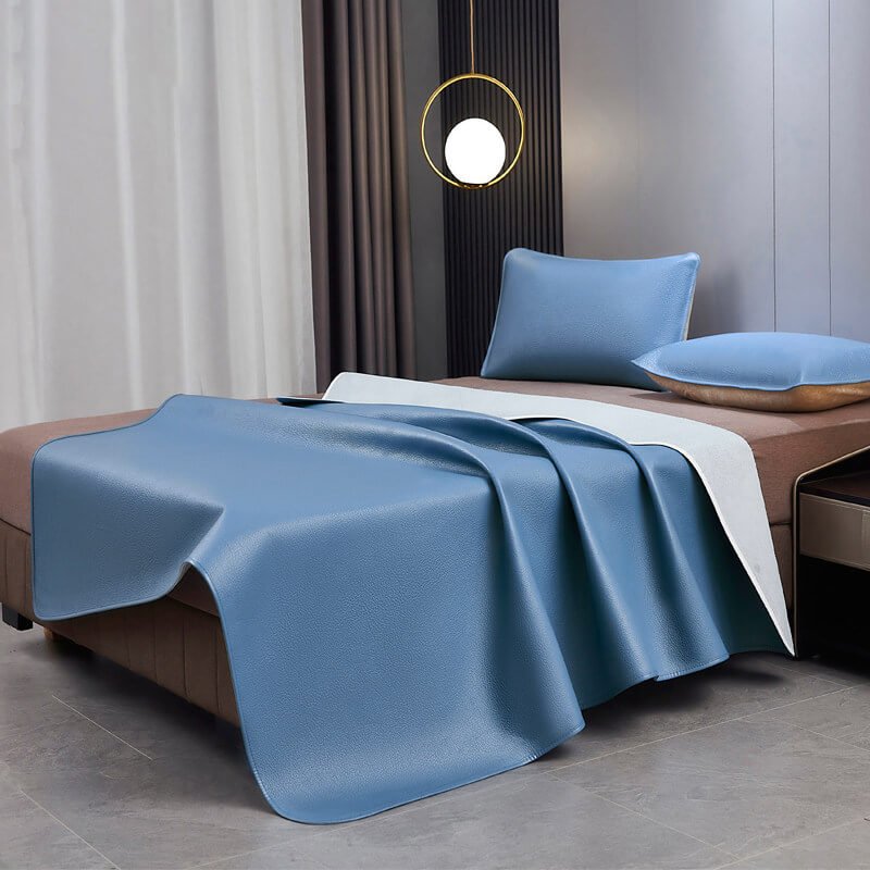 Top Grain Buffalo Leather Bed Mat and Pillowcase Set - Babylon LeatherBabylon LeatherBMN02-Blue-3.0mm Thick - Single Piece-0.8m Bed