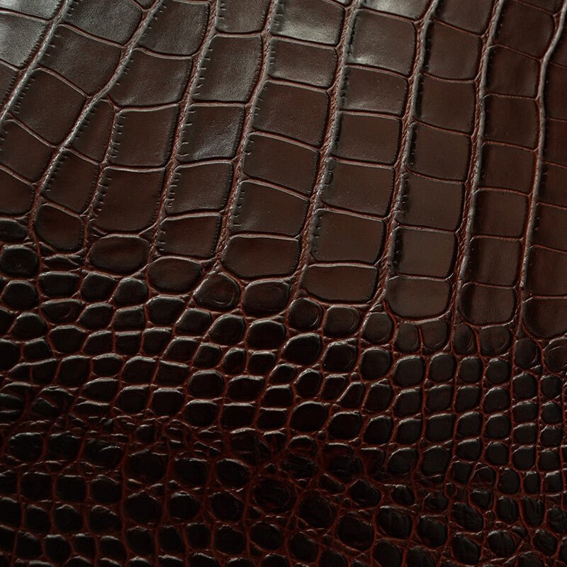 Top Grain Crocodile Embossed Leather – Babylon Leather - Babylon LeatherBabylon LeatherLT020-Dark Chocolate Brown-1.0-1.2mm-5 sq. ft.