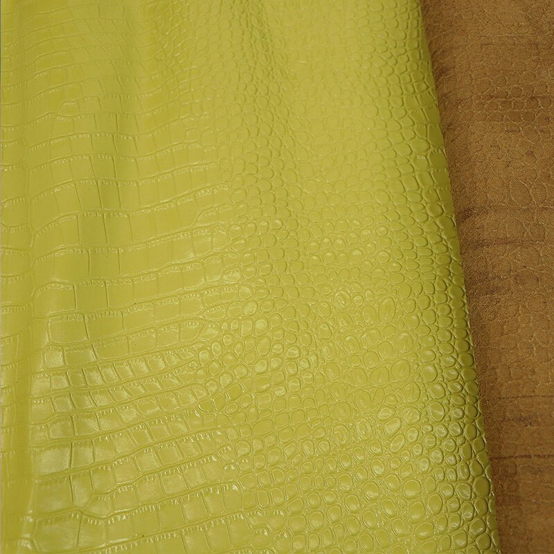 Top Grain Crocodile Embossed Leather – Babylon Leather - Babylon LeatherBabylon LeatherLT020-Yellow-1.0-1.2mm-5 sq. ft.