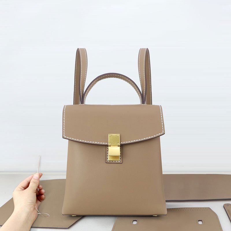 Top - Grain Leather Backpack DIY Kit – Babylon Leather - Babylon LeatherBabylon LeatherSY17 - Caramel - White