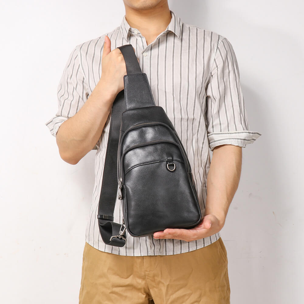 Top Grain Leather Crossbody Sling Bag – Babylon Leather - Babylon LeatherBabylon LeatherLJ065 - Black