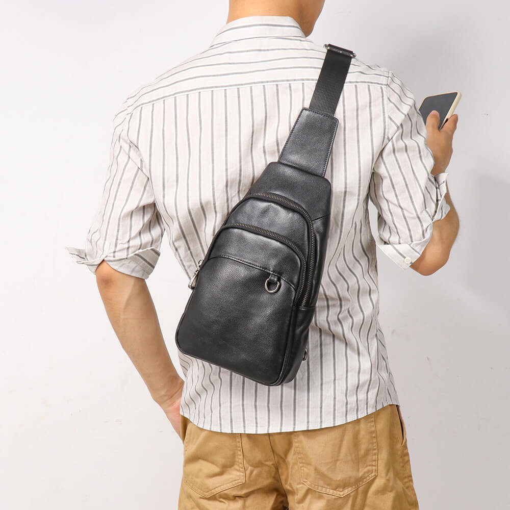 Top Grain Leather Crossbody Sling Bag – Babylon Leather - Babylon LeatherBabylon LeatherLJ065 - Black
