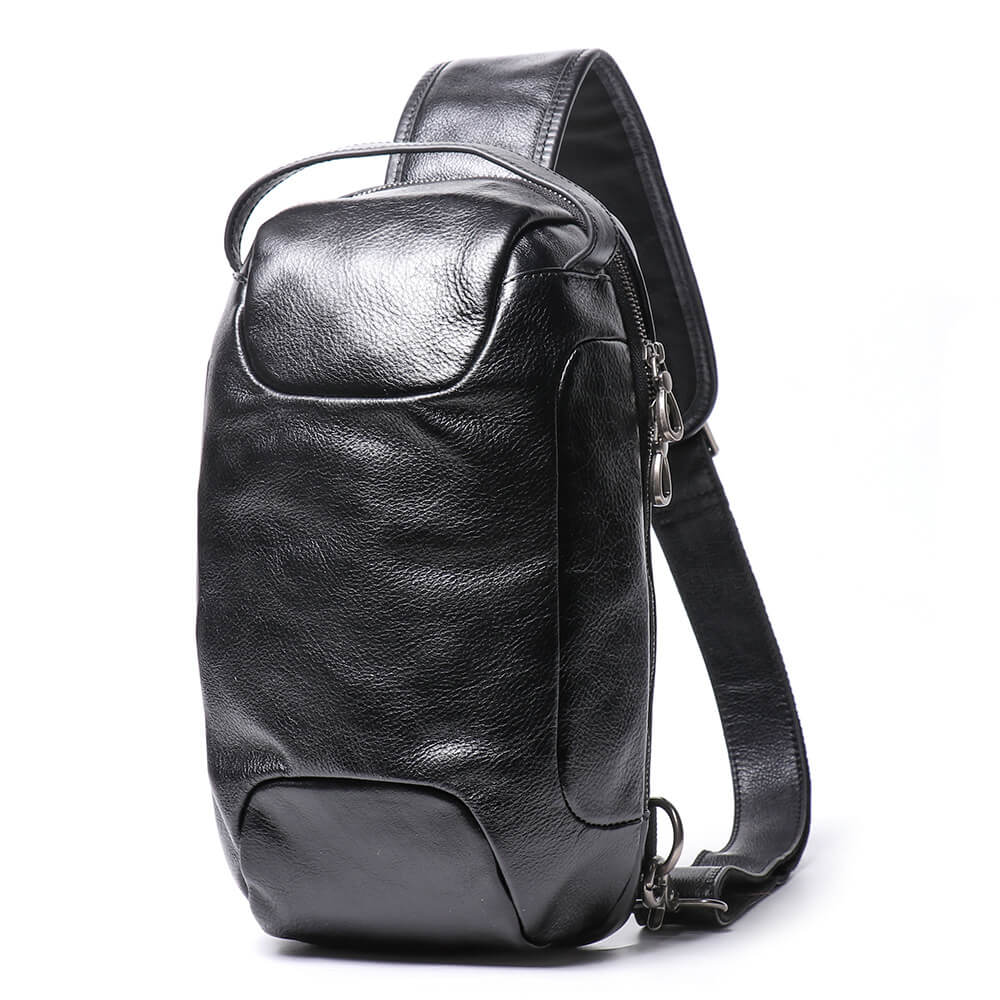 Top - Grain Leather Crossbody Sling Bag for Men & Women – Babylon Leather - Babylon LeatherBabylon LeatherLJ108-Black