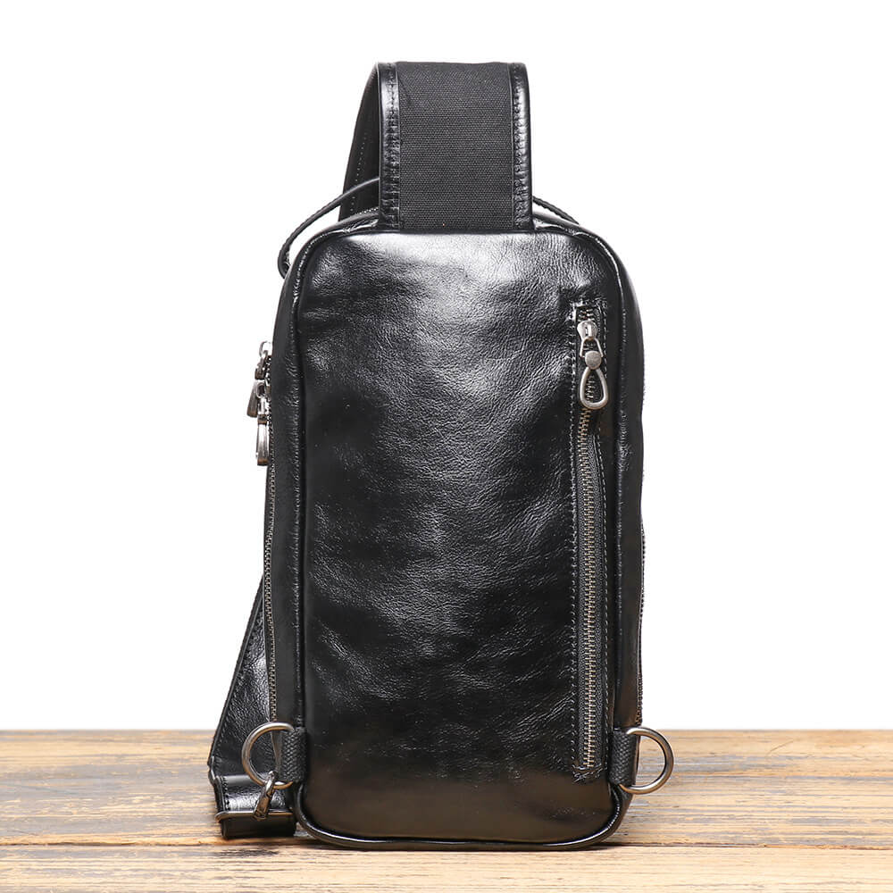 Top - Grain Leather Crossbody Sling Bag for Men & Women – Babylon Leather - Babylon LeatherBabylon LeatherLJ108-Black
