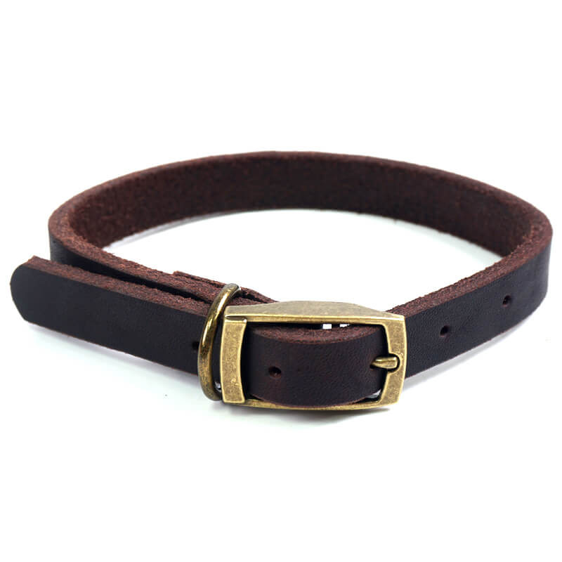 Top - Grain Leather Dog Collar with Solid Brass Hardware – Babylon Leather - Babylon LeatherBabylon LeatherLP05-Brown-S