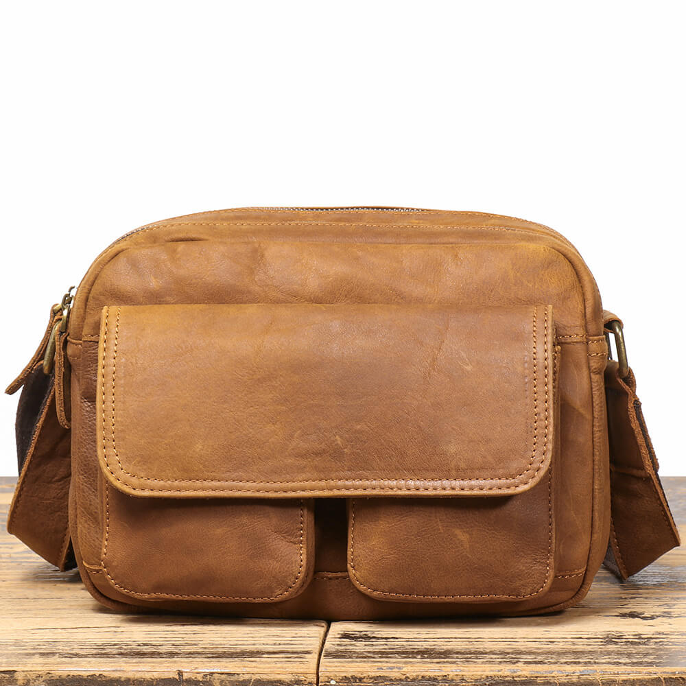 Top Grain Leather Men’s Crossbody Bag – Babylon Leather - Babylon LeatherBabylon LeatherLJ077 - Brown