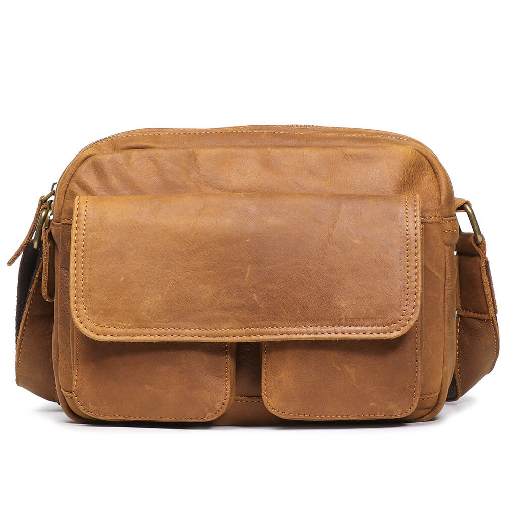 Top Grain Leather Men’s Crossbody Bag – Babylon Leather - Babylon LeatherBabylon LeatherLJ077 - Brown