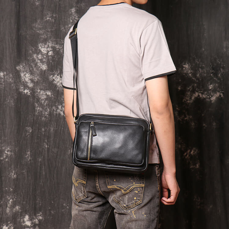 Top Grain Leather Shoulder Messenger Bag – Babylon Leather - Babylon LeatherBabylon LeatherLJ082 - Black