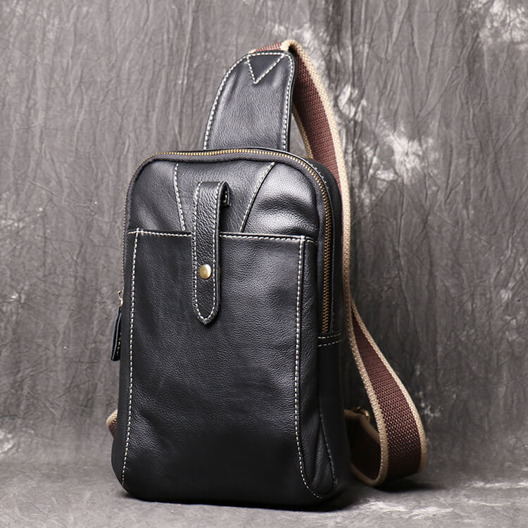 Top - Grain Leather Sling Chest Bag for Men – Babylon Leather - Babylon LeatherBabylon LeatherLJ151-Black