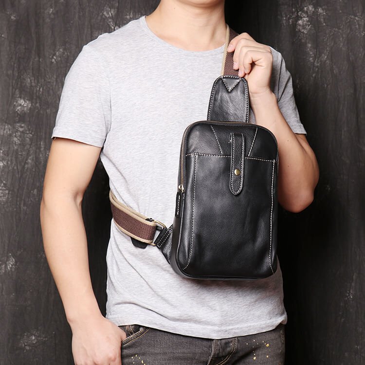 Top - Grain Leather Sling Chest Bag for Men – Babylon Leather - Babylon LeatherBabylon LeatherLJ151-Black