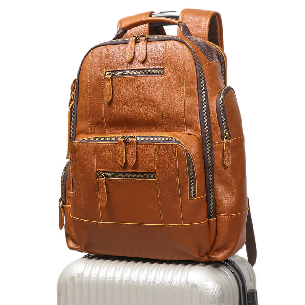 Top Grain Leather Travel & Work Backpack for Men – Babylon Leather - Babylon LeatherBabylon LeatherLJ089 - Caramel