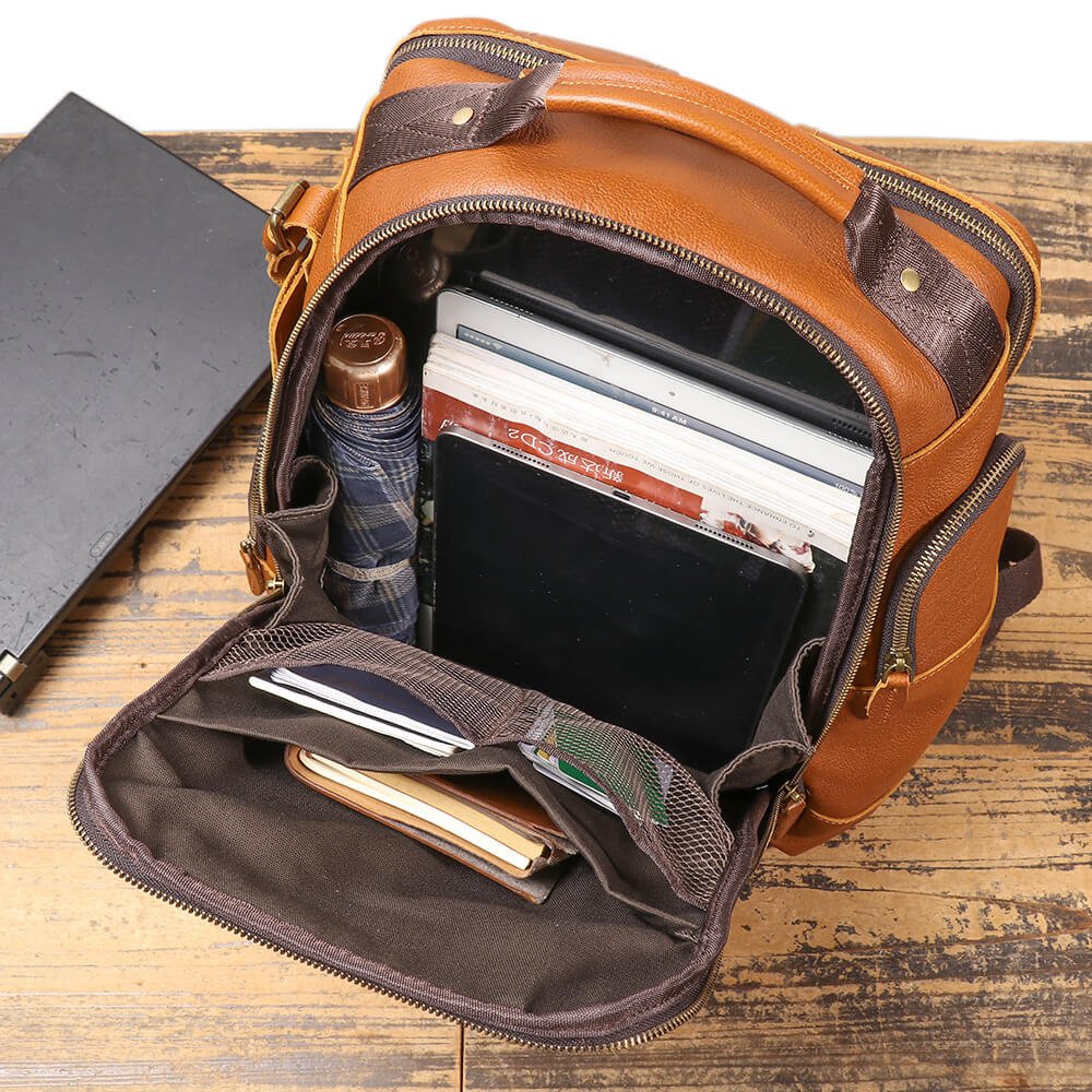 Top Grain Leather Travel & Work Backpack for Men – Babylon Leather - Babylon LeatherBabylon LeatherLJ089 - Caramel