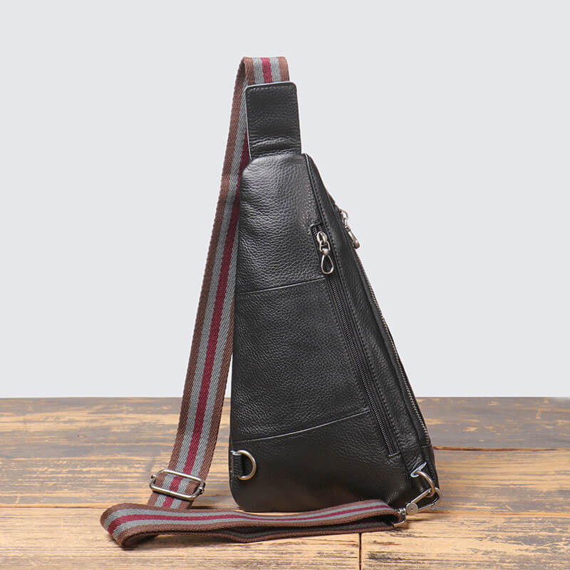 Top - Grain Leather Triangular Sling Bag for Men & Women – Babylon Leather - Babylon LeatherBabylon LeatherLJ109-Black