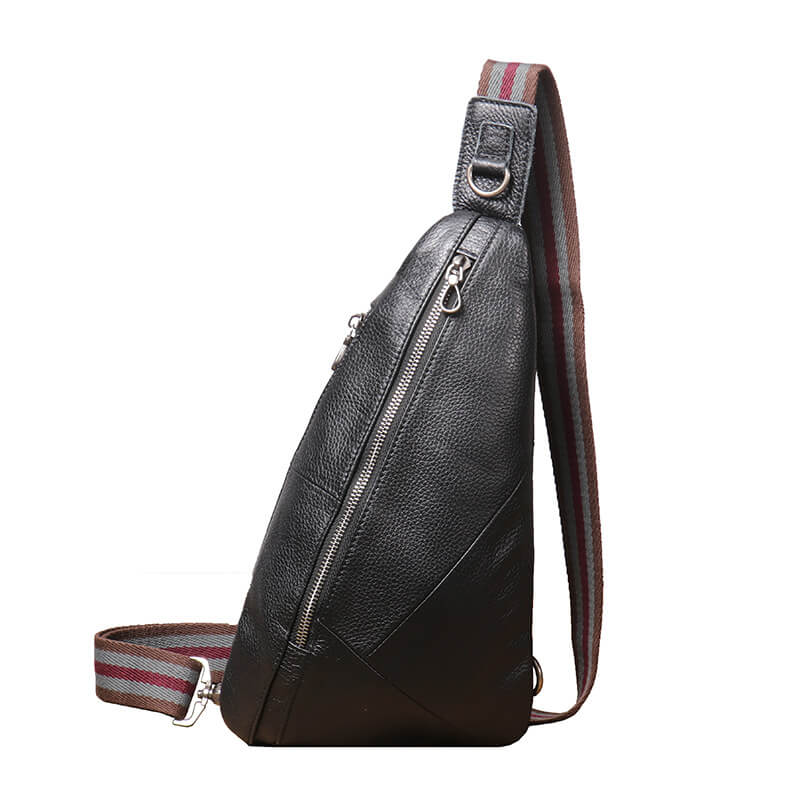Top - Grain Leather Triangular Sling Bag for Men & Women – Babylon Leather - Babylon LeatherBabylon LeatherLJ109-Black