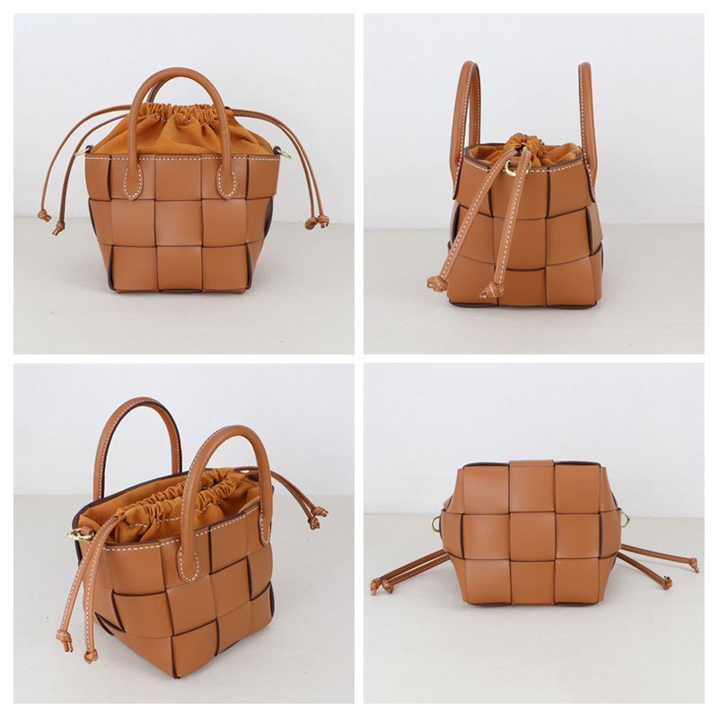 Top - Grain Leather Woven Bag DIY Kit – Babylon Leather - Babylon LeatherBabylon LeatherSY22 - Caramel - White