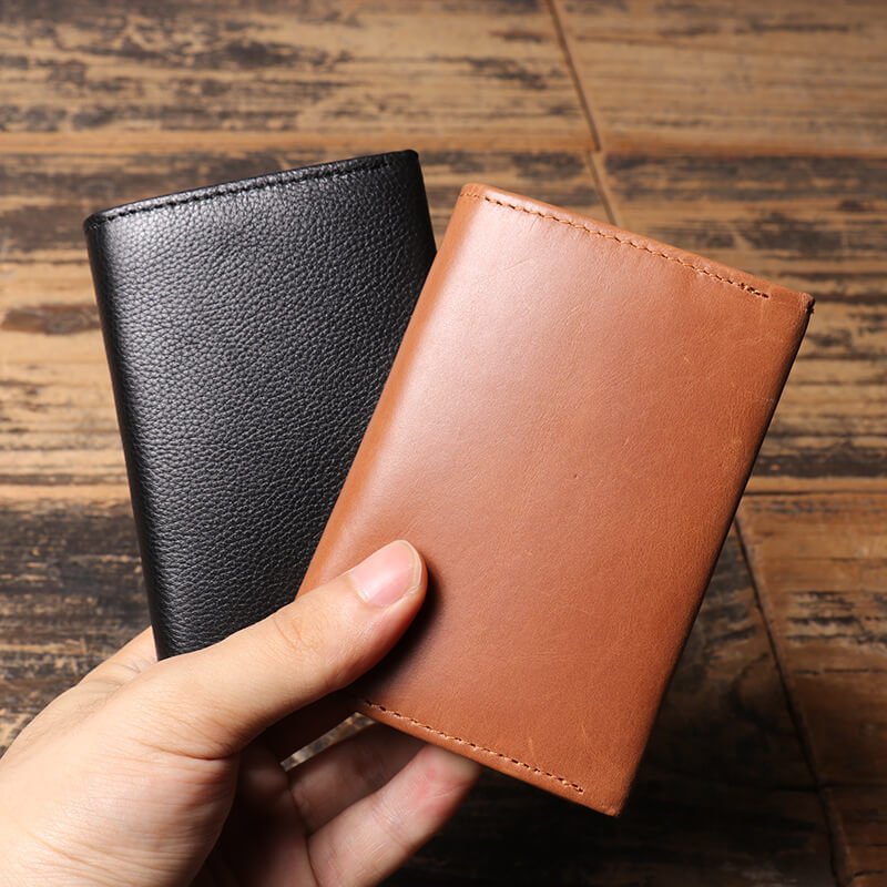 Top - Grain Machine - made Leather GoodsLeather Vertical Bi - Fold Card Wallet – Babylon Leather - Babylon LeatherBabylon LeatherLJ129-Black