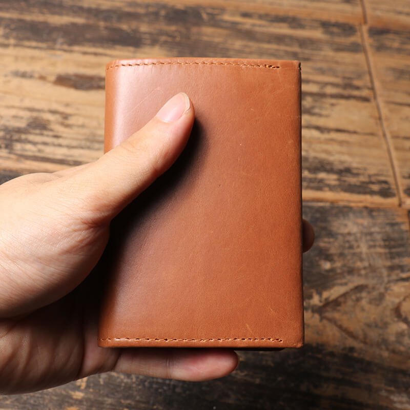 Top - Grain Machine - made Leather GoodsLeather Vertical Bi - Fold Card Wallet – Babylon Leather - Babylon LeatherBabylon LeatherLJ129-Brown