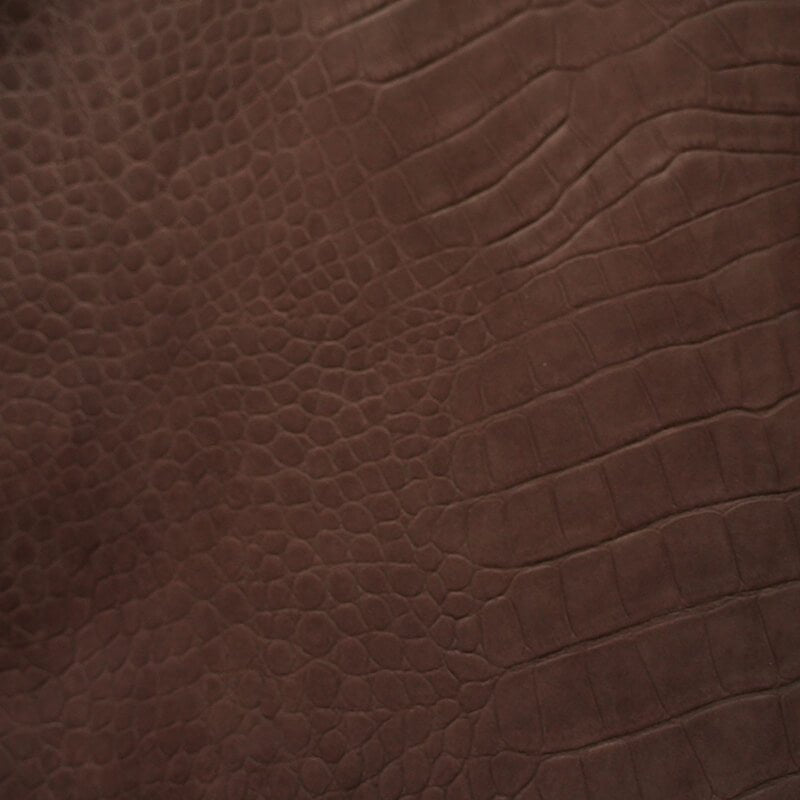 Top Grain Nubuck Crocodile Embossed Leather – Babylon Leather - Babylon LeatherBabylon LeatherLT035-Dark Coffee-1.2-1.3mm-5 sq. ft.