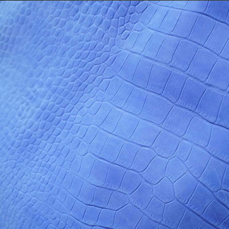 Top Grain Nubuck Crocodile Embossed Leather – Babylon Leather - Babylon LeatherBabylon LeatherLT035-Klein Blue-1.2-1.3mm-5 sq. ft.